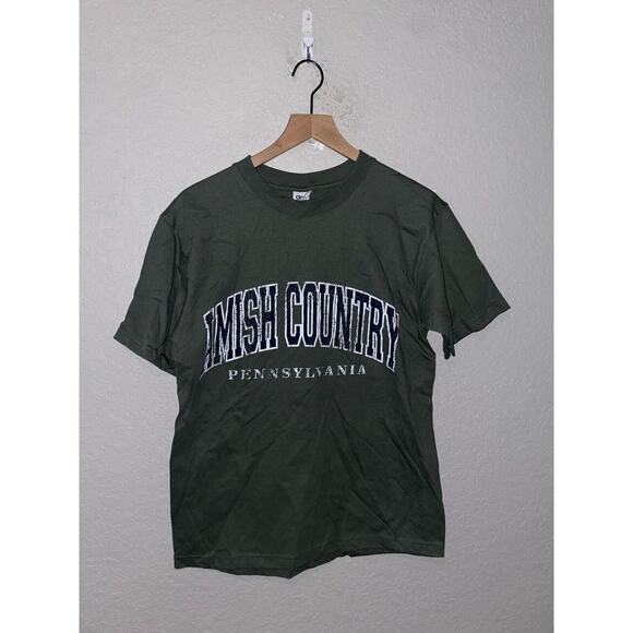 Vintage Amish Country Shirt Pennsylvania Green Tee 1990s VTG 90s Medium - Picture 1 of 9